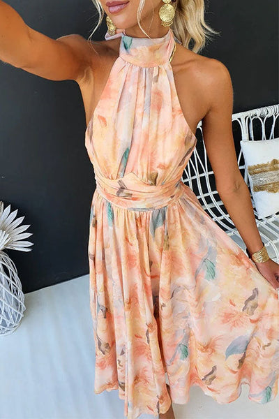 Halter™ - Lange jurk met print