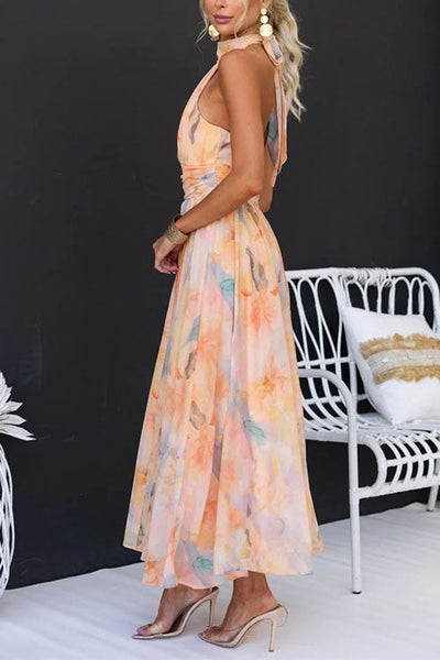 Halter™ - Lange jurk met print