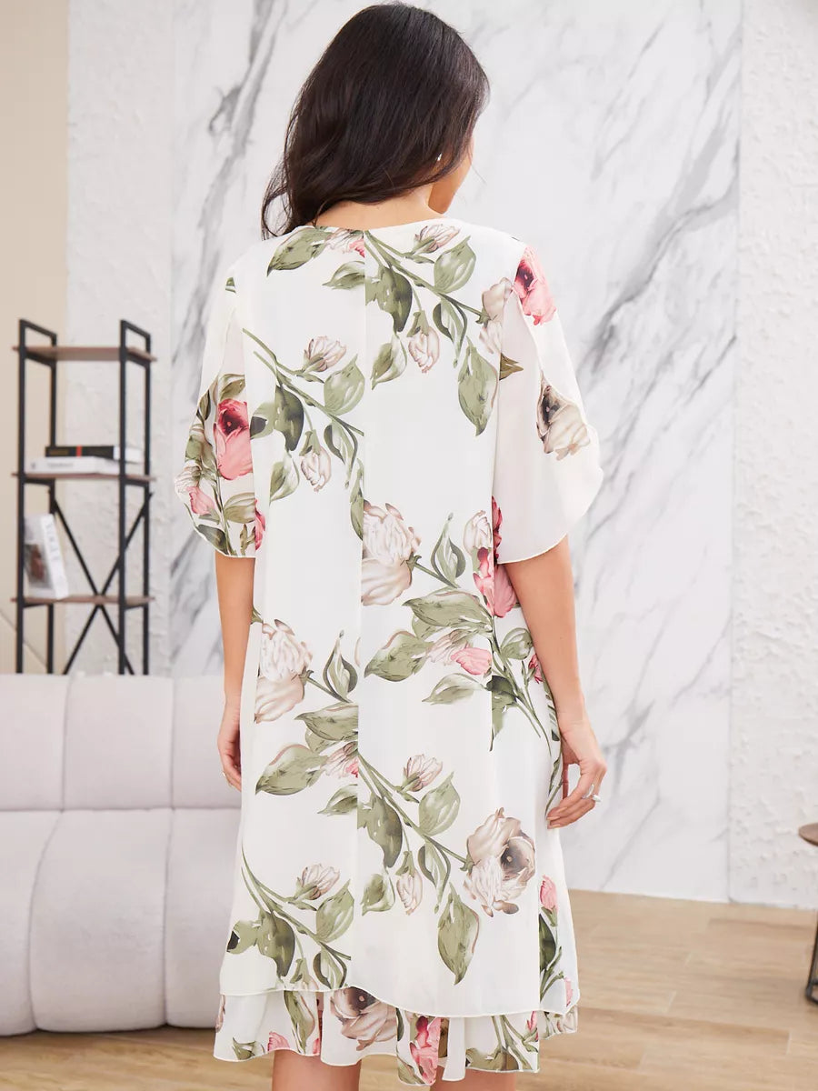 Judith | Elegante chiffon jurk met bloemenprint