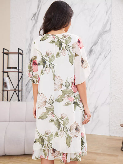 Judith | Elegante chiffon jurk met bloemenprint