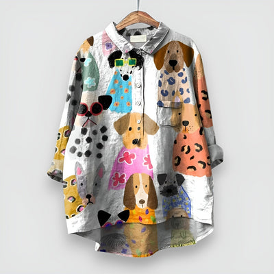 Kathrin | Damesblouse met Hondenprint