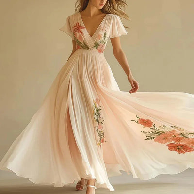 Amelia | Elegante feestjurken met V-hals en hoge taille