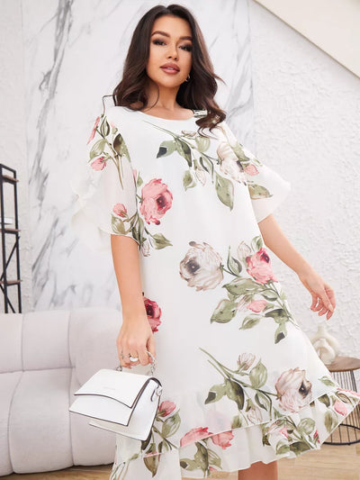 Judith | Elegante chiffon jurk met bloemenprint