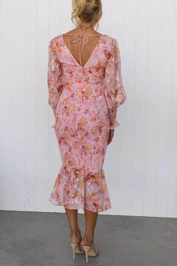 Melissa - Midi-jurk met bloemenruches