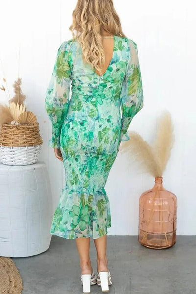 Melissa - Midi-jurk met bloemenruches