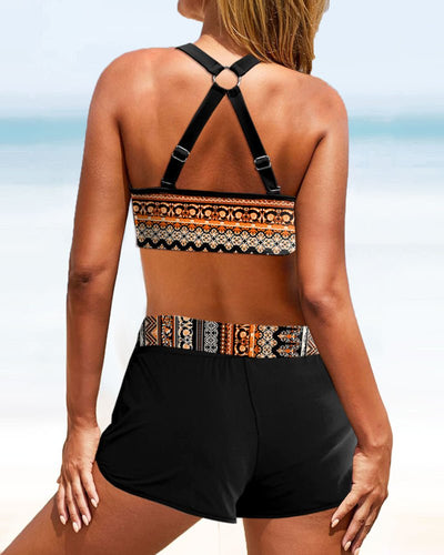 Hoge taille bikinis met geometrische print