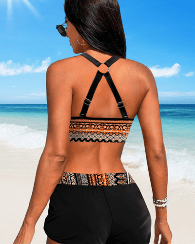 Hoge taille bikinis met geometrische print