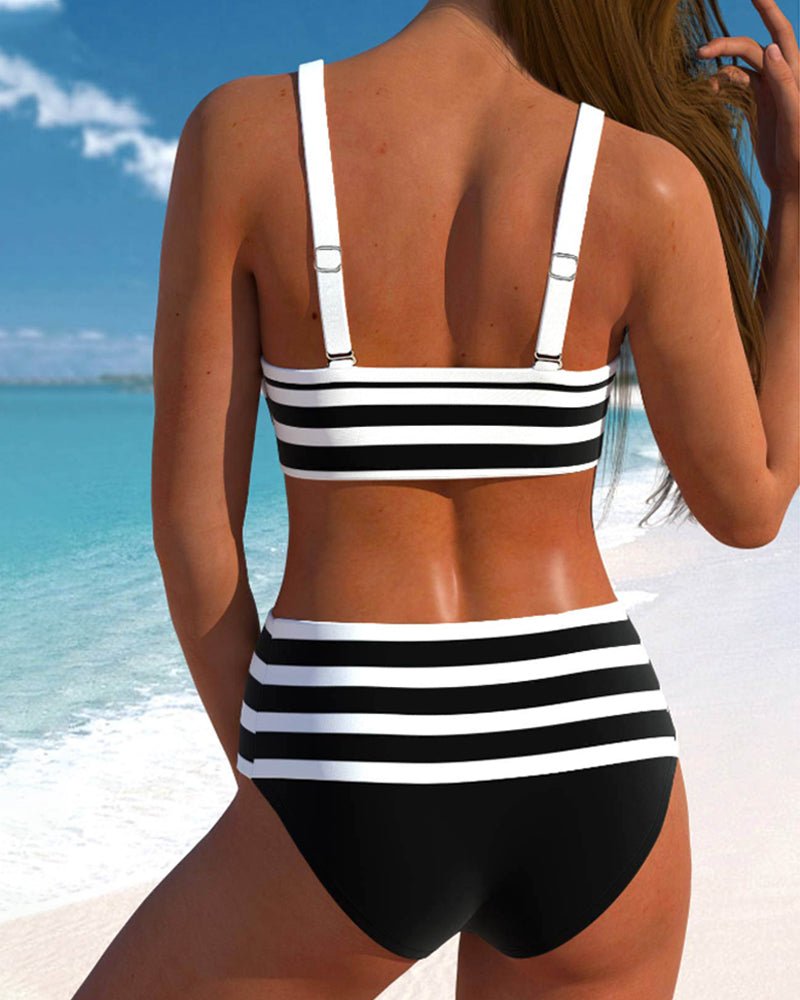 Hoge taille bikini's met strepen