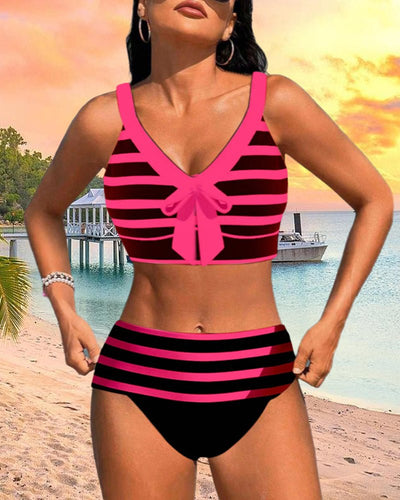 Hoge taille bikini's met strepen