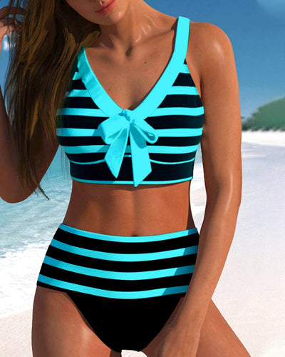 Hoge taille bikini's met strepen