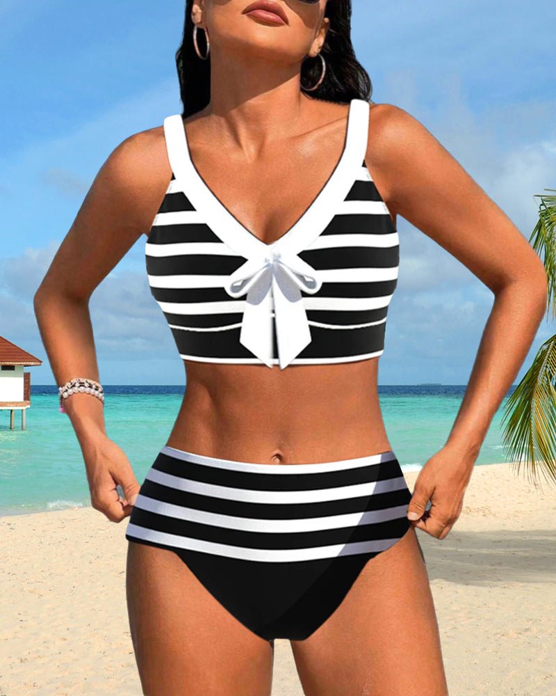 Hoge taille bikini's met strepen