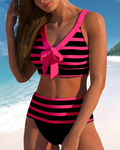 Hoge taille bikini's met strepen