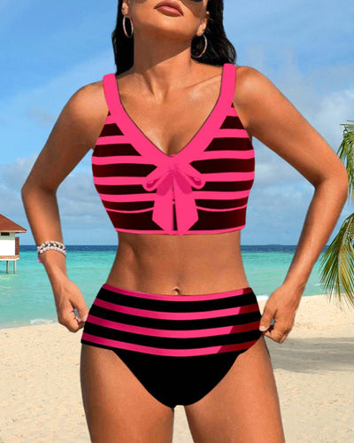 Hoge taille bikini's met strepen