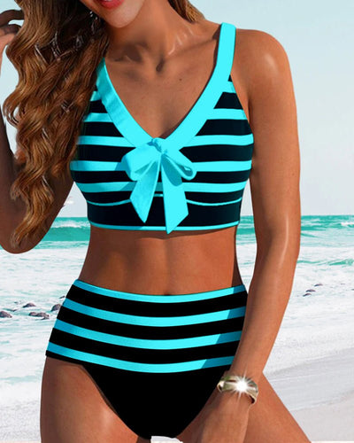 Hoge taille bikini's met strepen