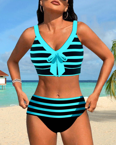 Hoge taille bikini's met strepen