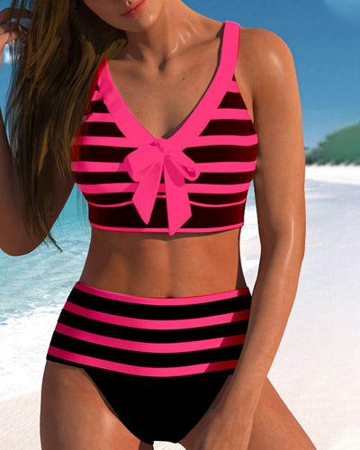Hoge taille bikini's met strepen