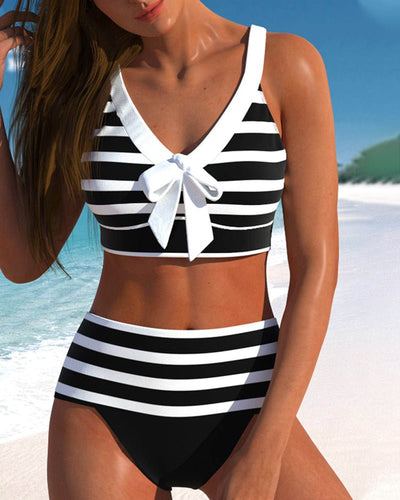 Hoge taille bikini's met strepen