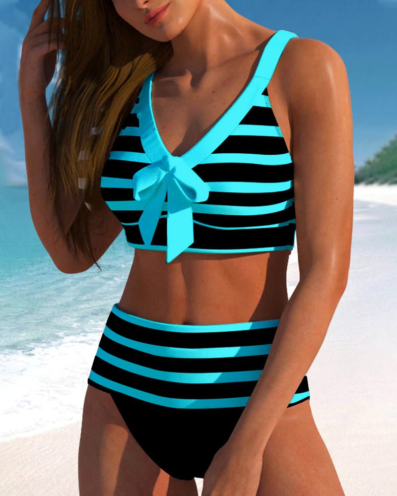 Hoge taille bikini's met strepen