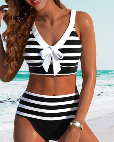 Hoge taille bikini's met strepen