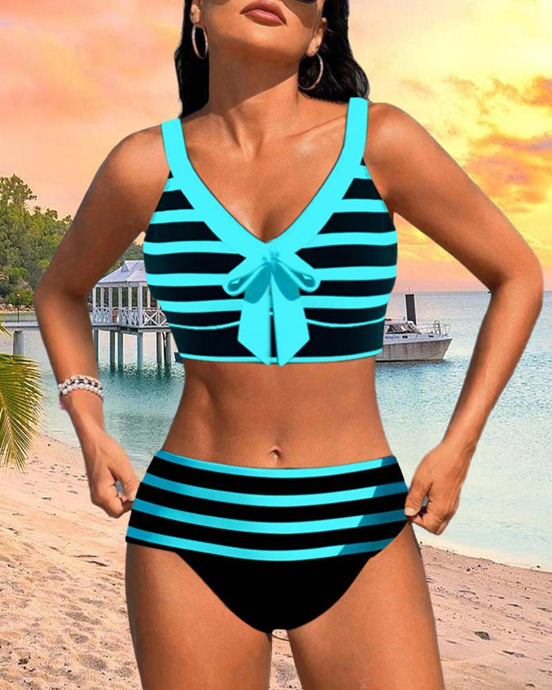 Hoge taille bikini's met strepen