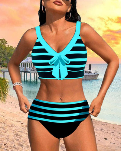 Hoge taille bikini's met strepen