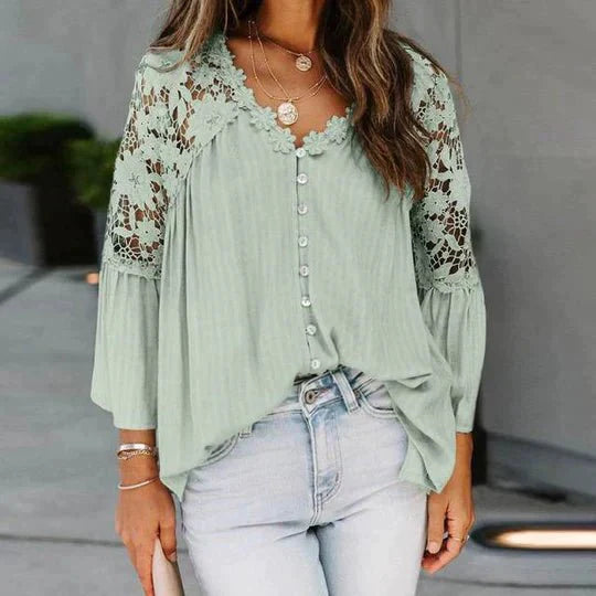 SARA™ | - Bloemen Kant Blouse