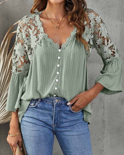 SARA™ | - Bloemen Kant Blouse