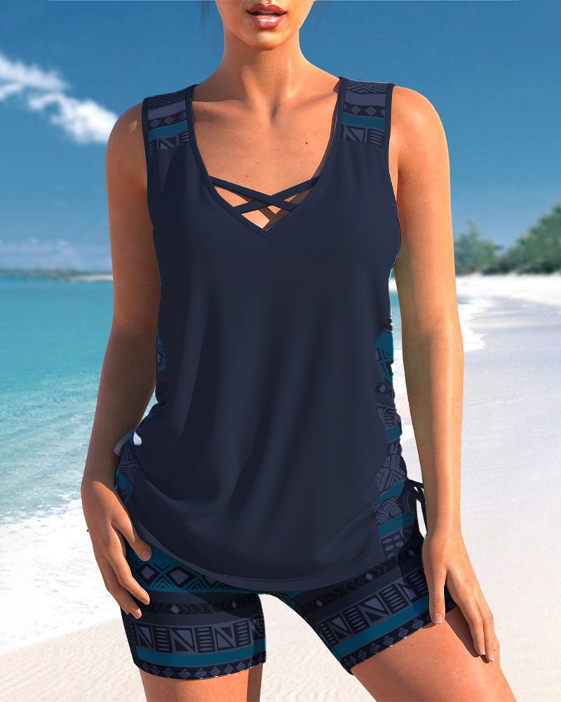 Tankini's met geometrische print en V-hals