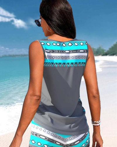 Tankini's met geometrische print en V-hals