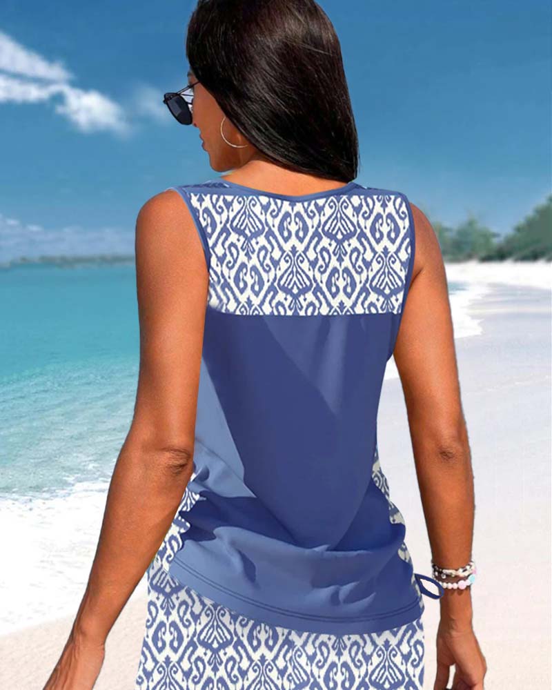 Tankini's met geometrische print en V-hals