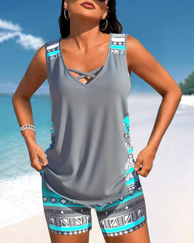 Tankini's met geometrische print en V-hals