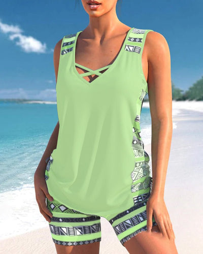 Tankini's met geometrische print en V-hals