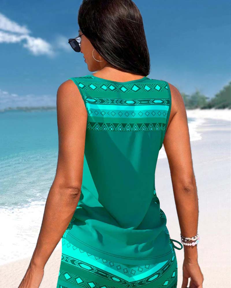 Tankini's met geometrische print en V-hals