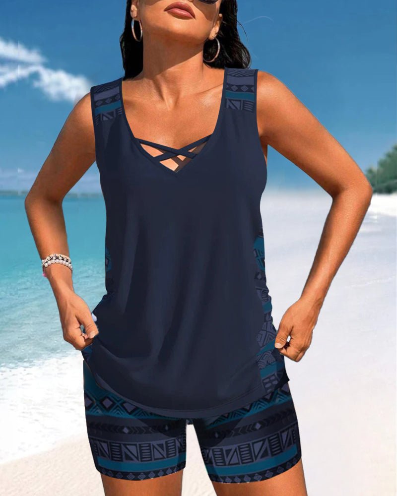Tankini's met geometrische print en V-hals