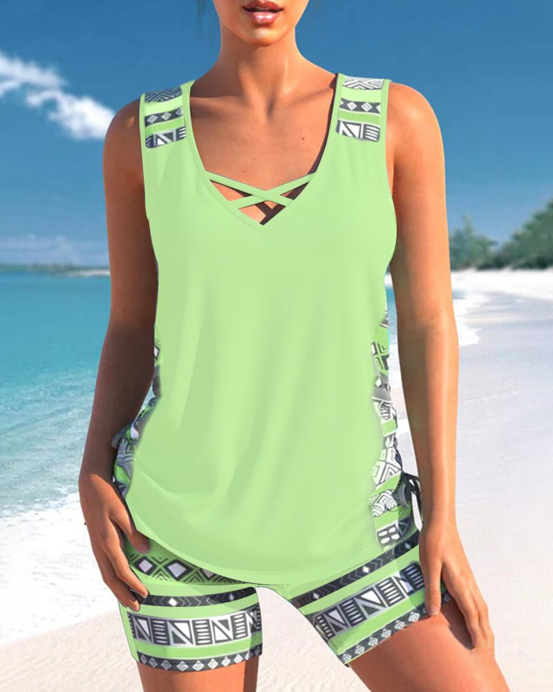 Tankini's met geometrische print en V-hals
