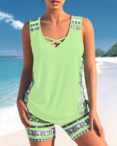 Tankini's met geometrische print en V-hals