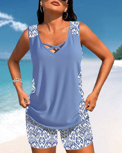 Tankini's met geometrische print en V-hals